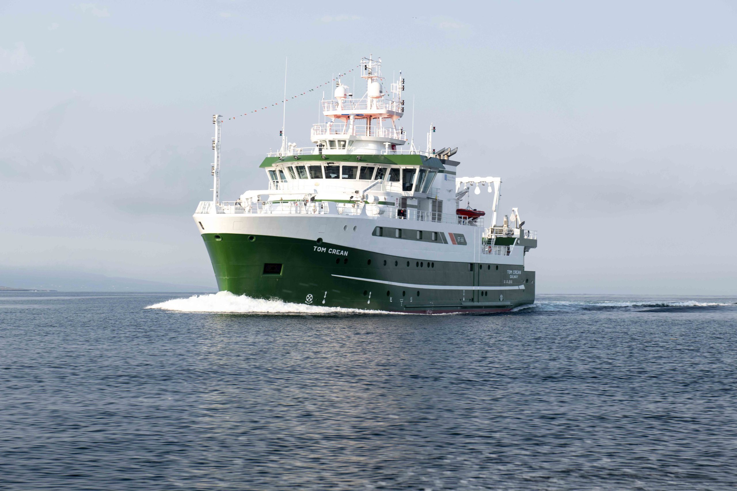 Ireland's new state-of-the-art multi-purpose marine research vessel RV Tom Crean, arrives into it’s home port of Galway.