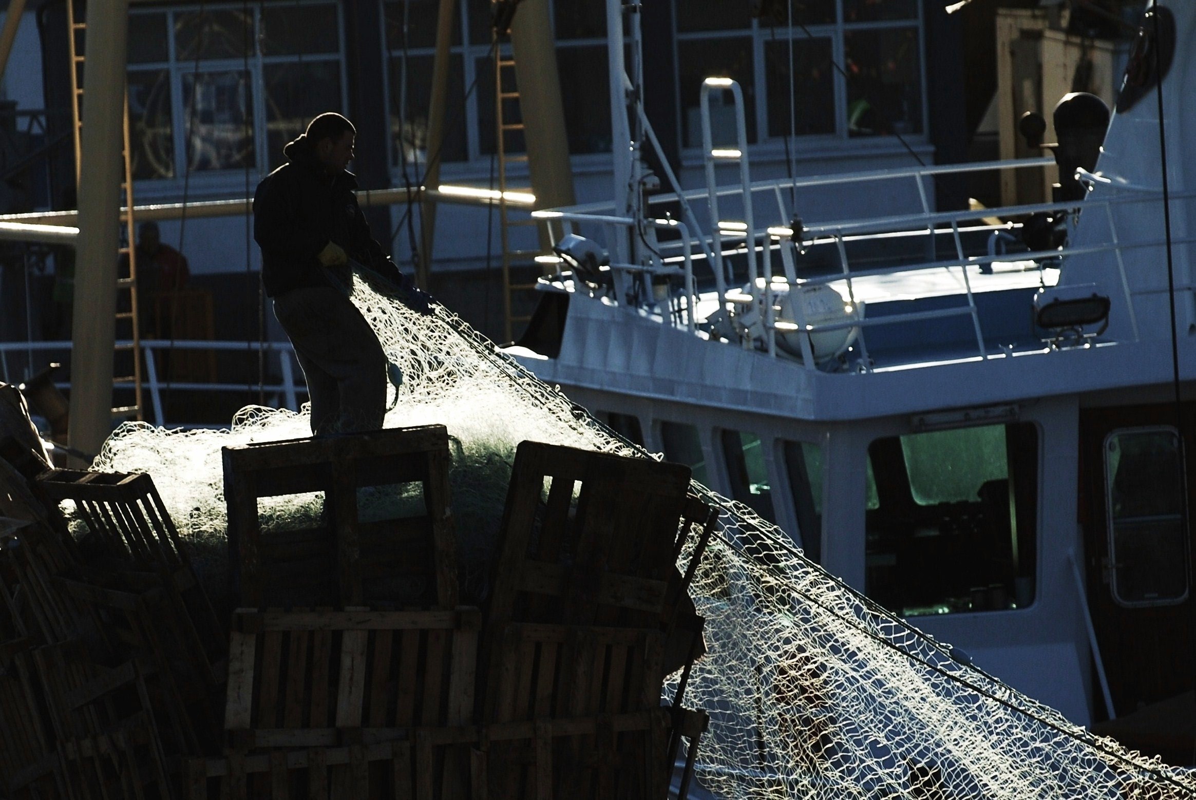 A fisherman takes in a net in Dunmore East, Co. Wexford, in June 2010.